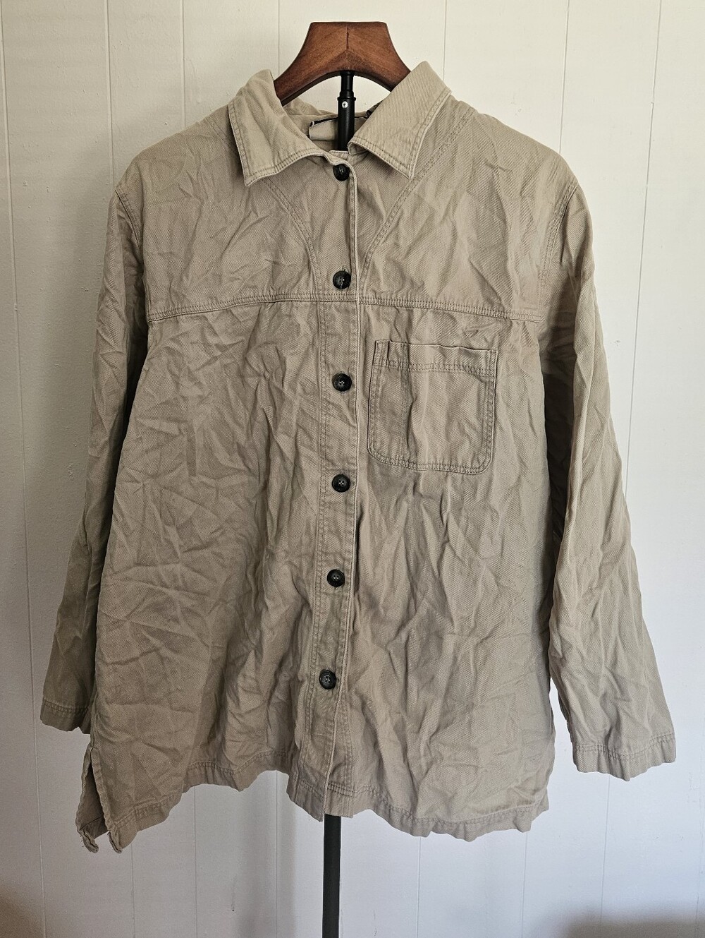 Sag Harbor Women's Tan Button-Front Shirt Jacket Size 1X